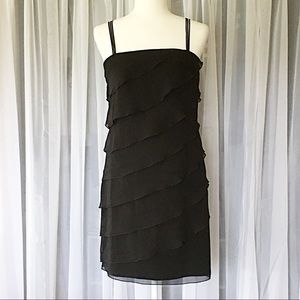 🔥White House Black Market Tier Ruffle Black Dress
